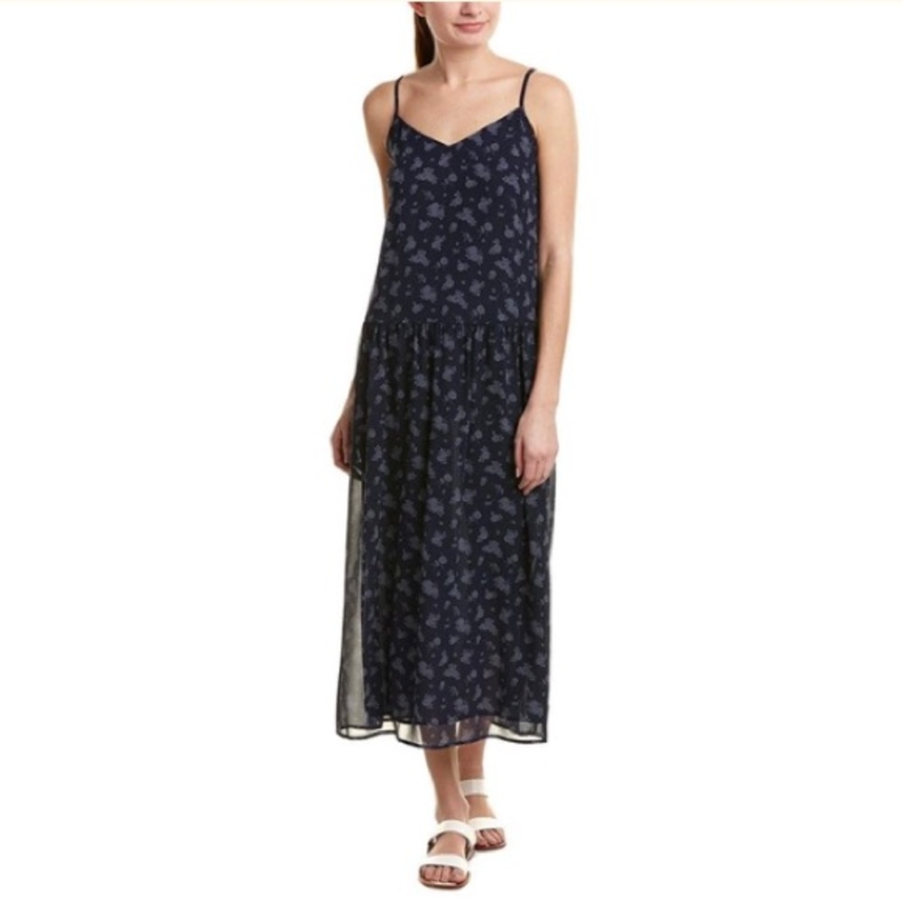 Vince calico floral shirred dress